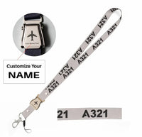 Thumbnail for Airbus A321 Flat Text seat belt lanyard - light gray with name