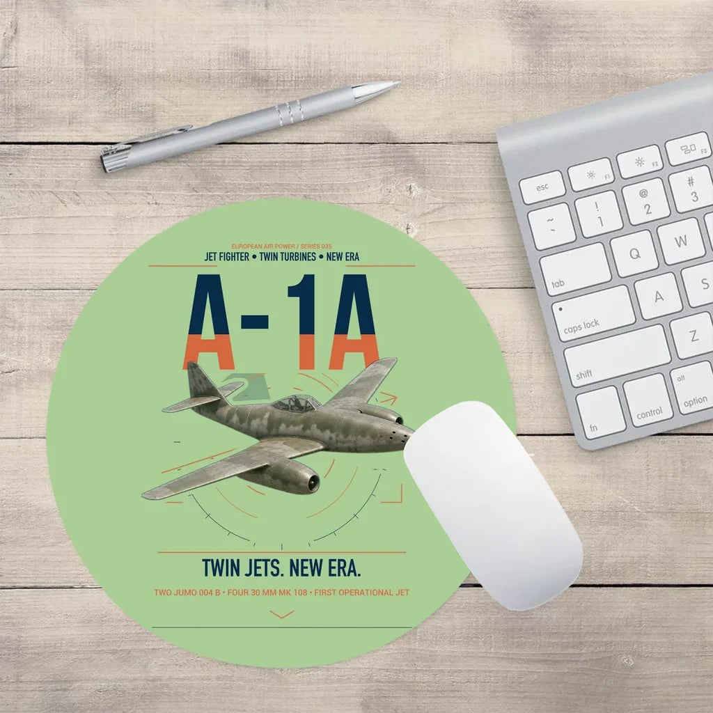 Messerschmitt Me 262A-1a design on light green round mouse pad