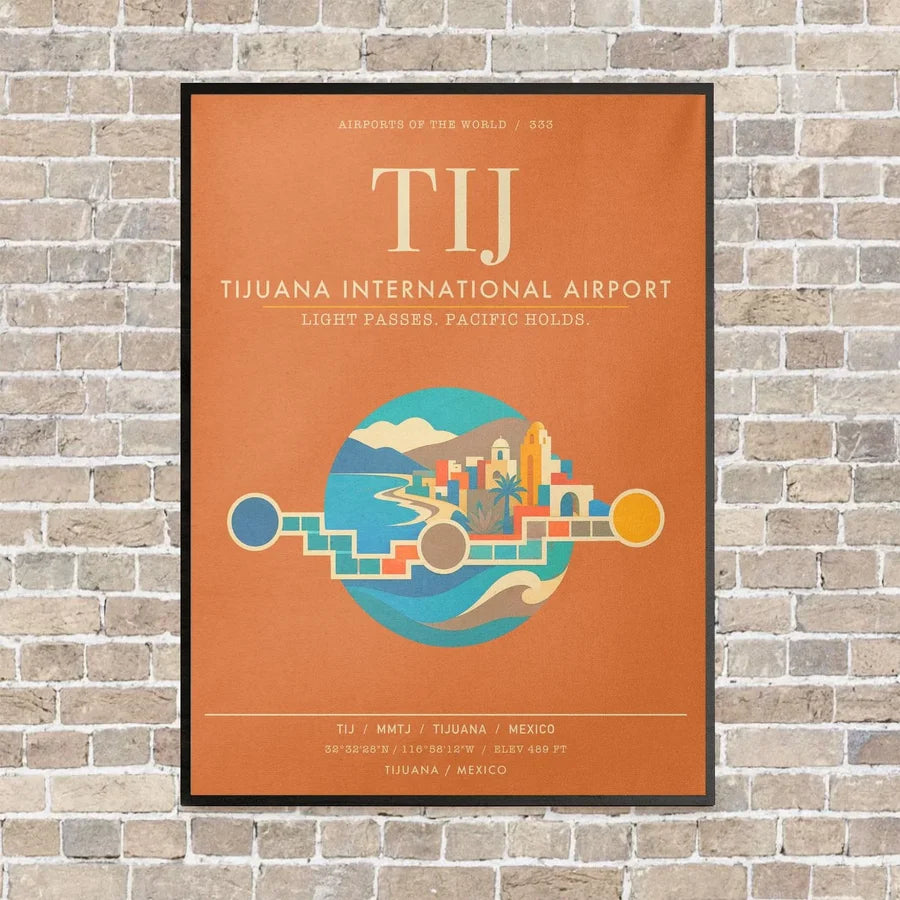 Tijuana International Airport TIJ - Canvas Framed - Orange