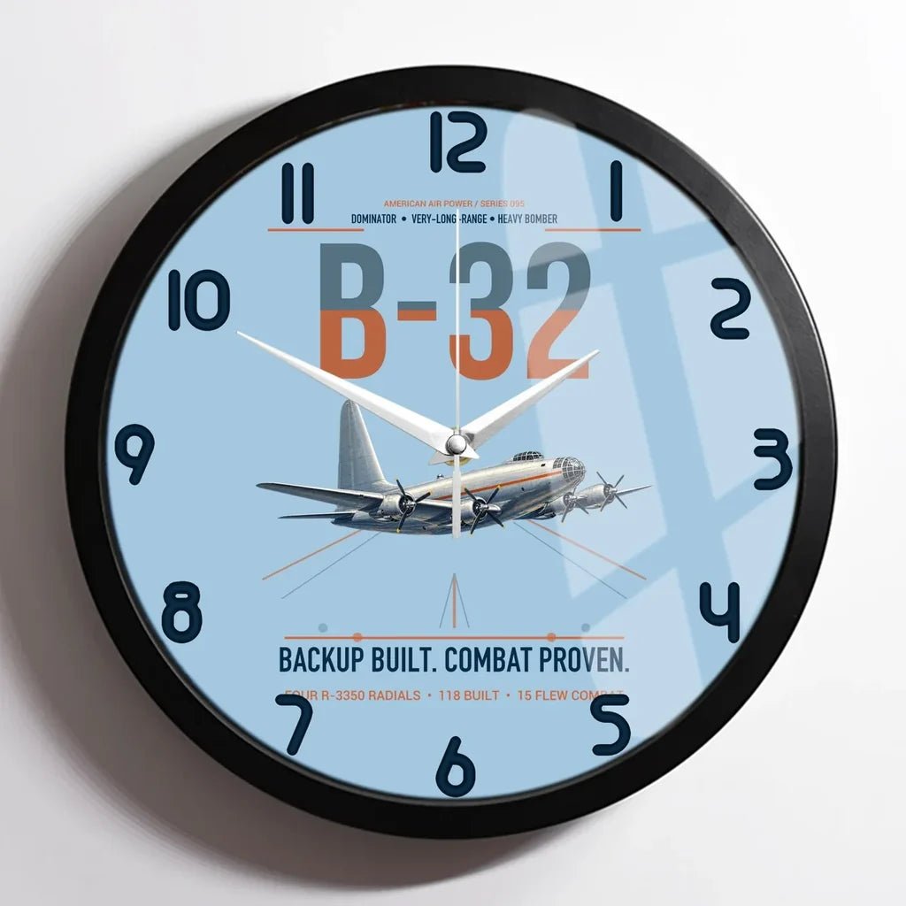 B-32 Dominator design on light blue framed wall clock