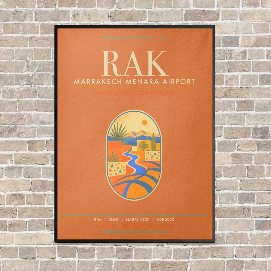 Marrakech Menara Airport RAK - Canvas Framed - Orange