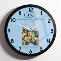 Thumbnail for Ostend-Bruges International Airport (OST) design on light blue framed wall clock