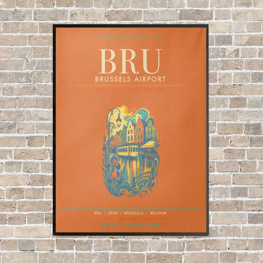 Brussels Airport BRU - Canvas Framed - Orange