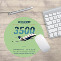 Thumbnail for Bombardier Challenger 3500 design on light green round mouse pad