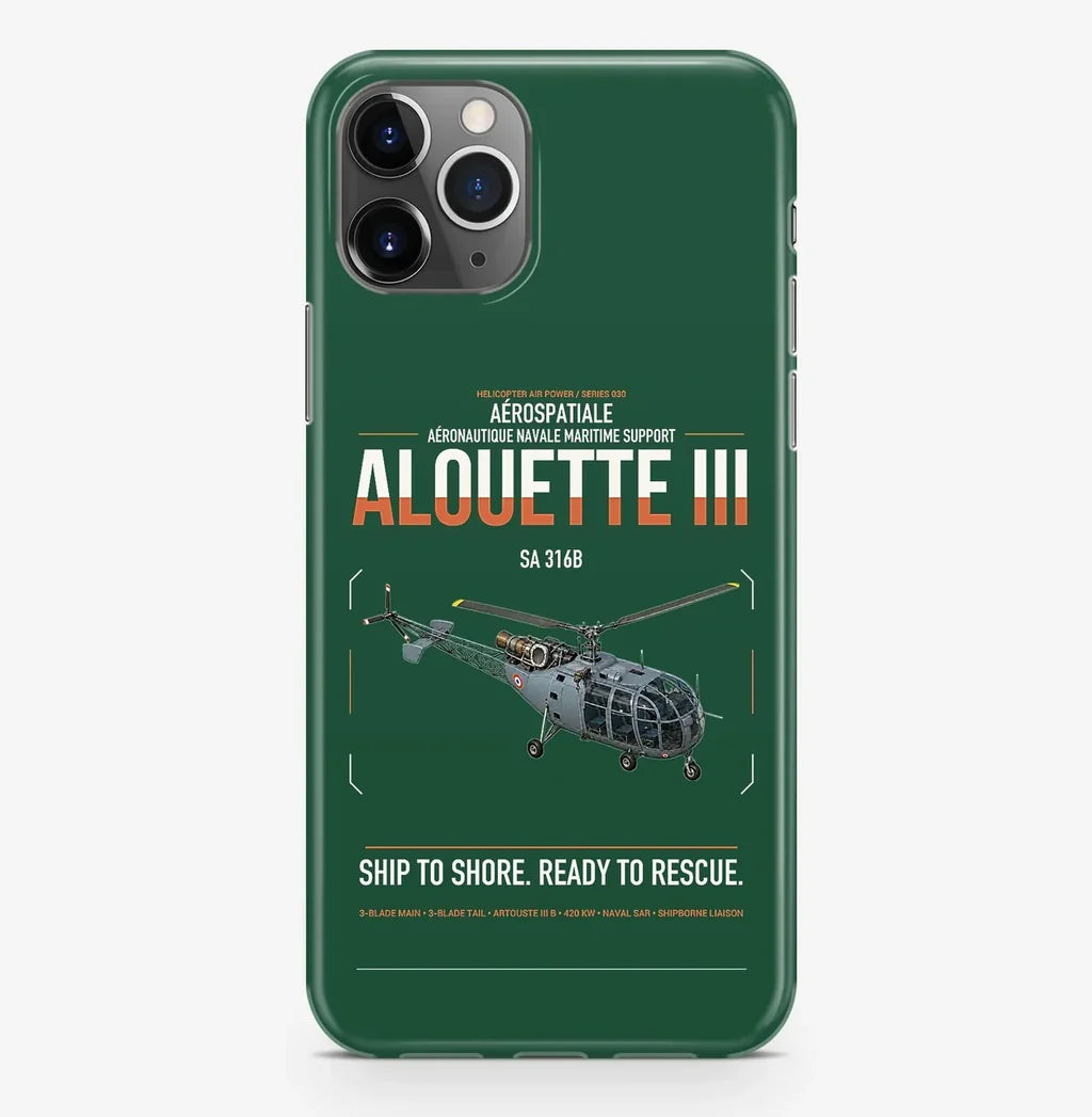 Aérospatiale SA 316B Alouette III design on dark green magsafe iphone case, for iPhone Pro Max