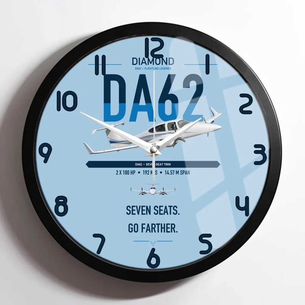 Diamond DA62 design on light blue framed wall clock