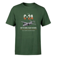 Thumbnail for C-2A Greyhound design on dark green double-side t-shirt, single-side print