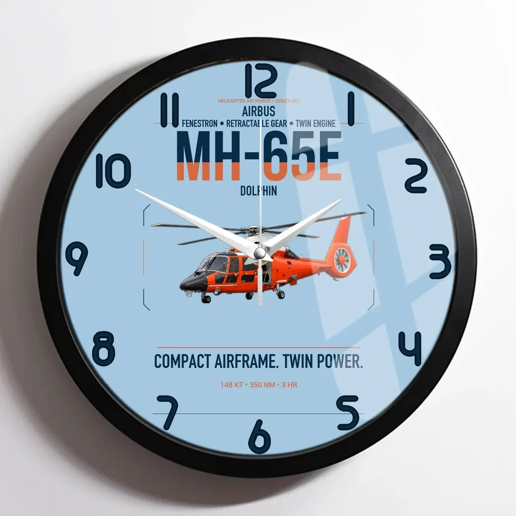 Airbus MH-65E Dolphin design on light blue framed wall clock