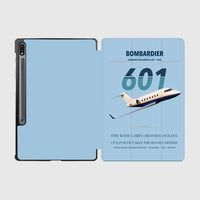 Thumbnail for Bombardier Challenger 601 design on light blue samsung tablet tablet case