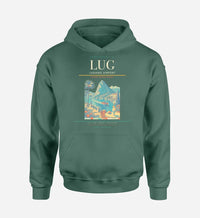 Thumbnail for Lugano Airport (LUG) design on green hoodie single-side print