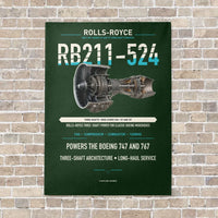 Thumbnail for RB211-524 vertical canvas print - no frame - dark green background
