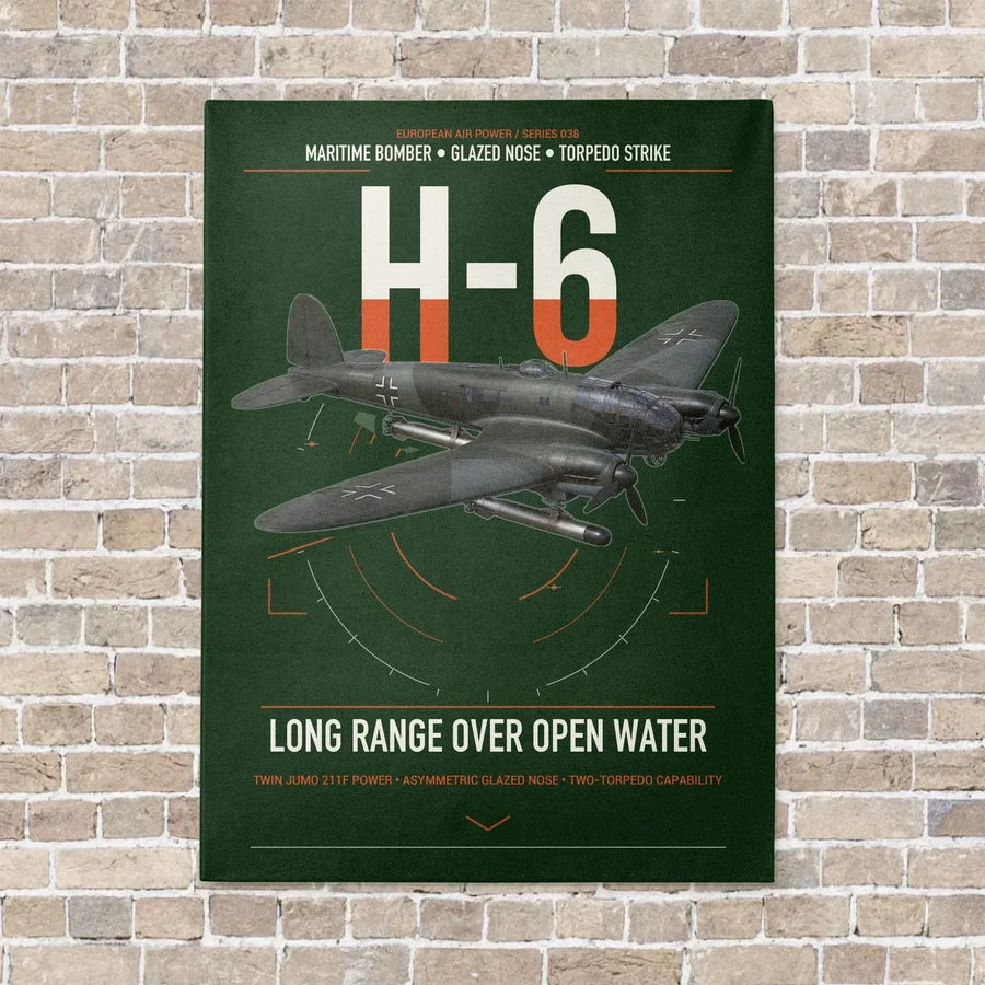 Heinkel He 111H-6 vertical canvas print - no frame - dark green background