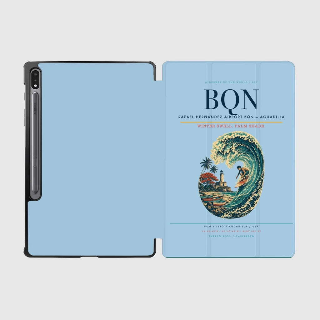 Rafael Hernández Airport (BQN) design on light blue samsung tablet tablet case
