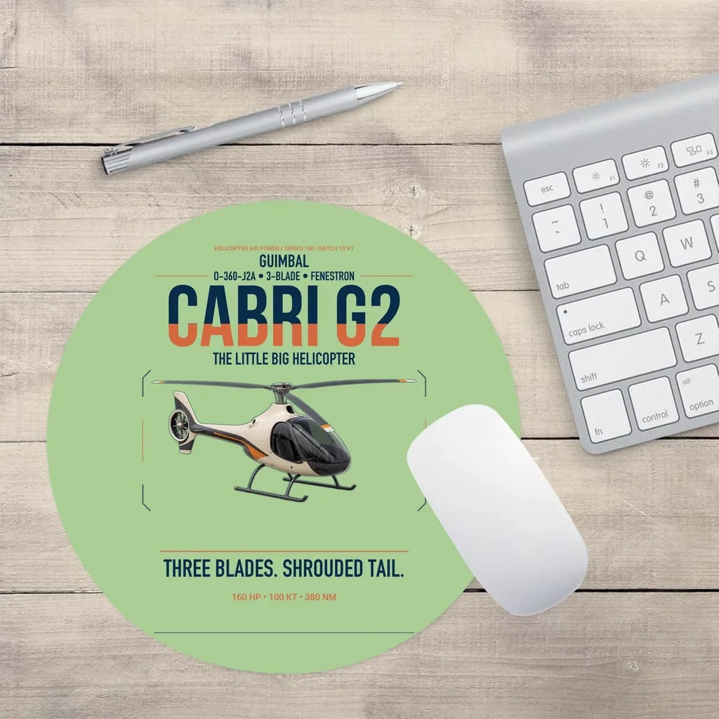 Guimbal Cabri G2 design on light green round mouse pad