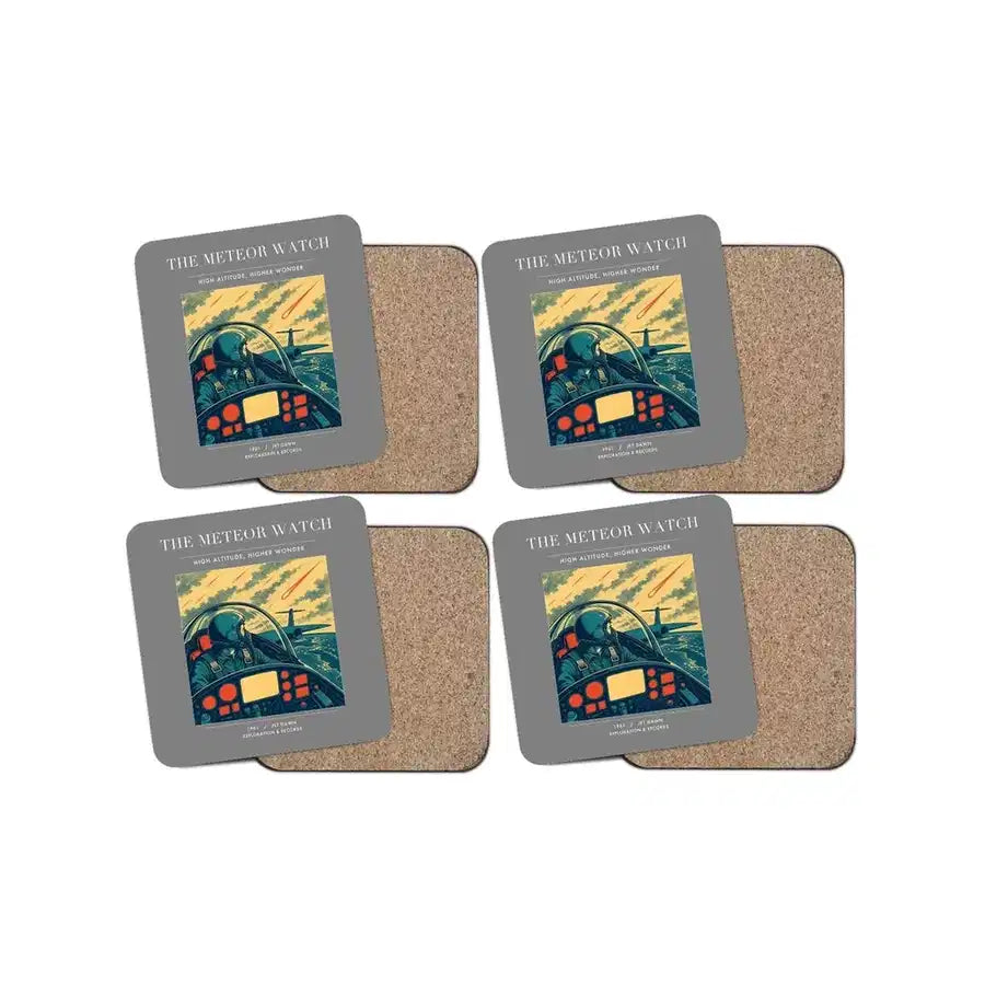 The Meteor Watch - Designed Coasters design on gray 4-pieces-set