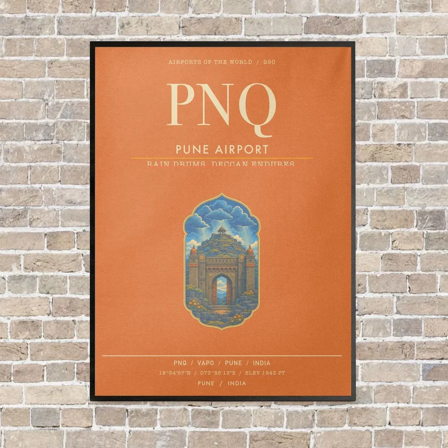 Pune Airport PNQ - Canvas Framed - Orange