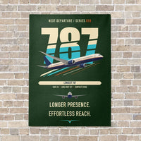 Thumbnail for Boeing 787-10 Dreamliner vertical canvas print - no frame - dark green background