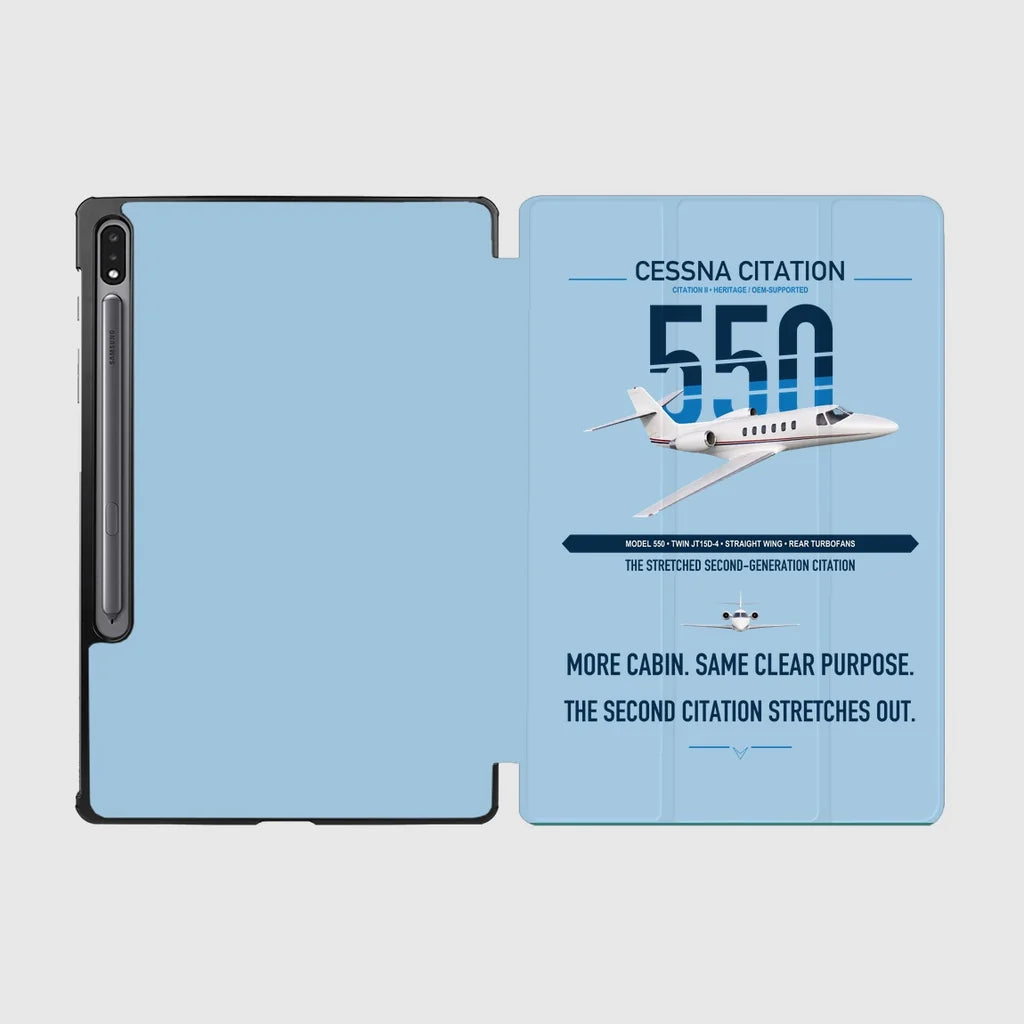 Cessna Citation 550 - Citation II design on light blue samsung tablet tablet case