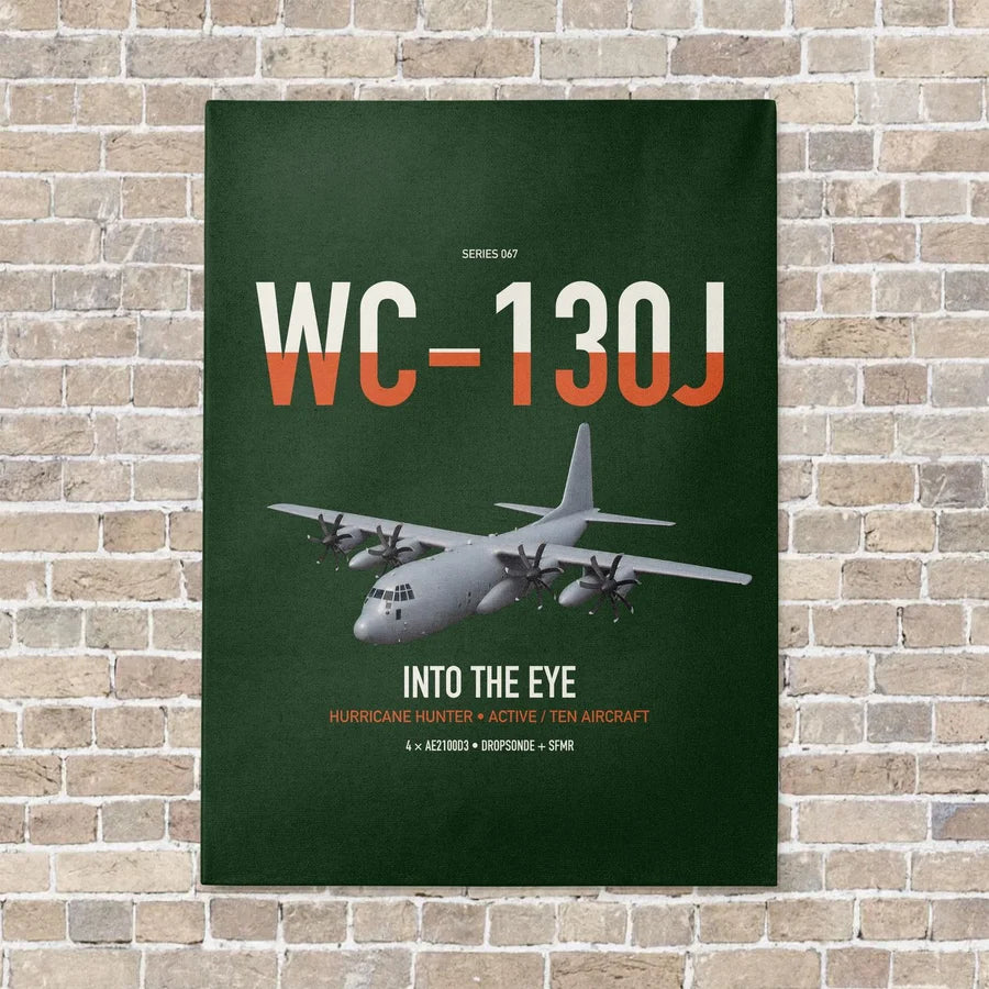 WC-130J Hurricane Hunter vertical canvas print - no frame - dark green background