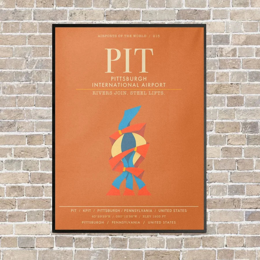 Pittsburgh International Airport PIT - Canvas Framed - Orange