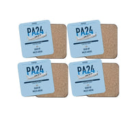 Thumbnail for Piper PA-24-250 Comanche 250 design on light blue 4 pieces set coaster
