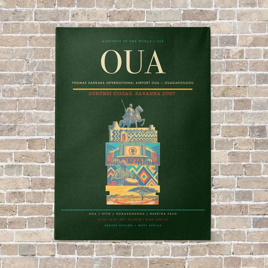 Thomas Sankara International Airport OUA — Ouagadougou vertical canvas print - no frame - dark green background