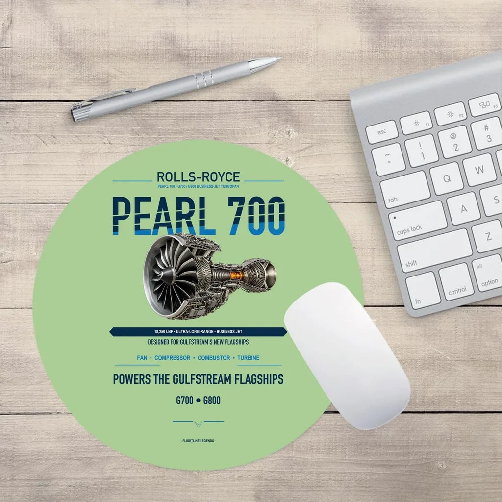 PEARL 700 design on light green round mouse pad