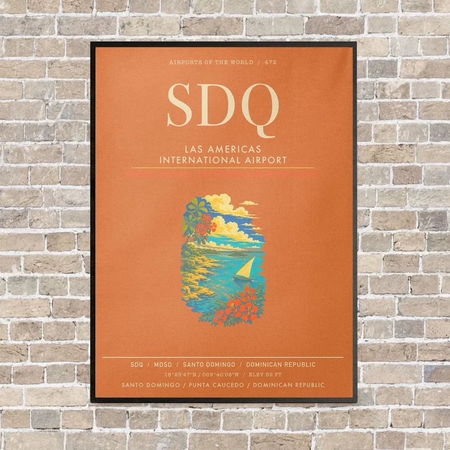 Las Americas International Airport SDQ - Canvas Framed - Orange