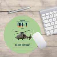 Thumbnail for Kawasaki OH-1 design on light green round mouse pad