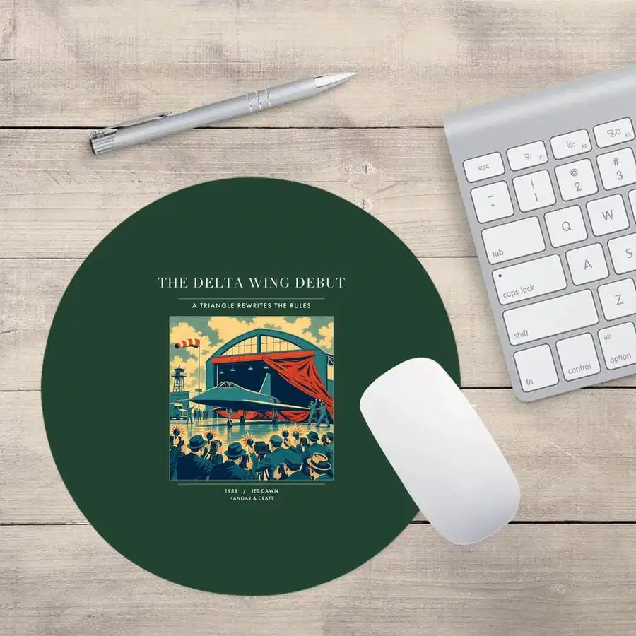 VINTAGE G4460 - The Delta Wing Debut - Designed Mouse Pads design on darkgreen round
