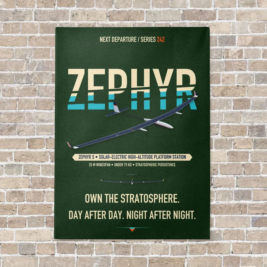 Airbus Zephyr S vertical canvas print - no frame - dark green background