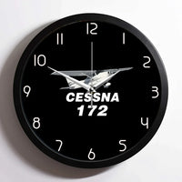 Thumbnail for The Cessna 172 aviation design on premium wood and metal wall clock.