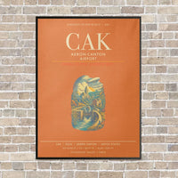 Thumbnail for Akron-Canton Airport CAK - Canvas Framed - Orange