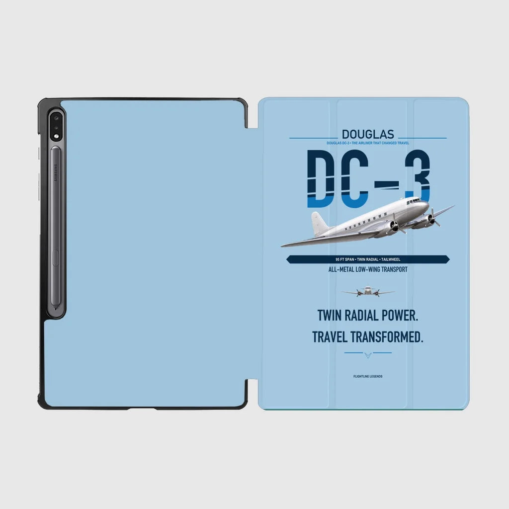 Douglas DC-3 design on light blue samsung tablet tablet case