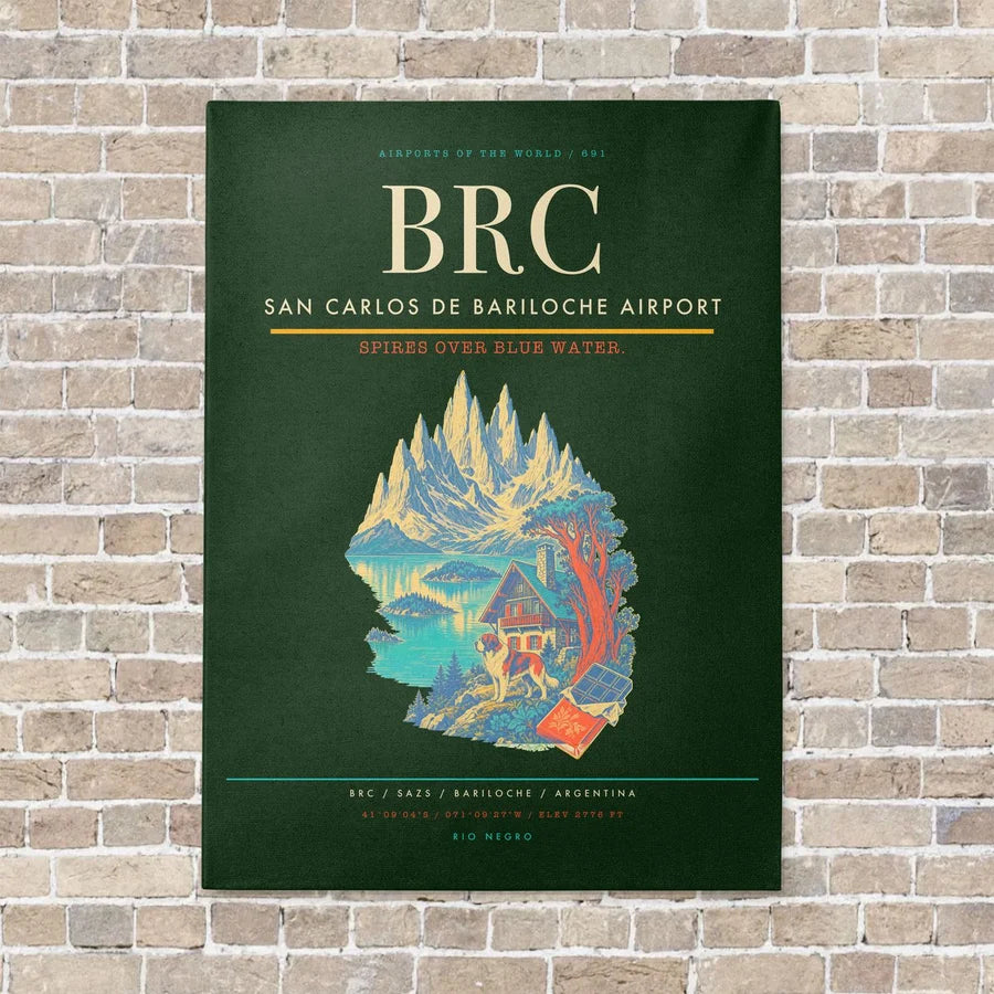 San Carlos de Bariloche Airport BRC - Canvas No Frame - Dark Green