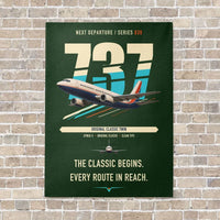 Thumbnail for Boeing 737-300 Classic vertical canvas print - no frame - dark green background