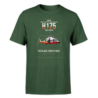 Thumbnail for Airbus H175 design on dark green t-shirt, single-side print