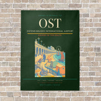 Thumbnail for Ostend-Bruges International Airport OST vertical canvas print - no frame - dark green background