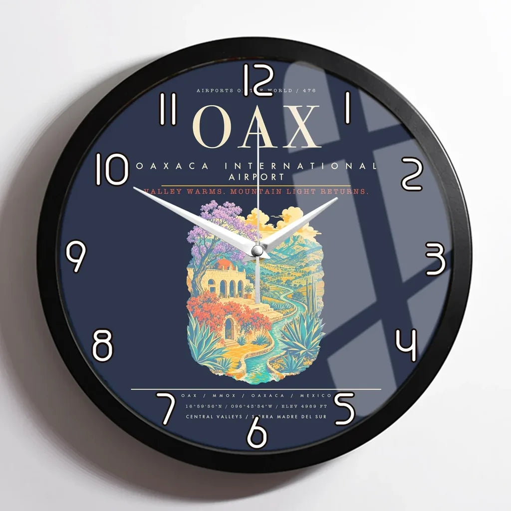 Oaxaca International Airport OAX Wall-Clock Framed - Navy Blue