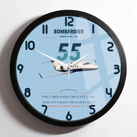 Thumbnail for Bombardier Learjet 55 design on light blue framed wall clock