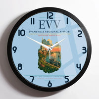 Thumbnail for Evansville Regional Airport (EVV) design on light blue framed wall clock