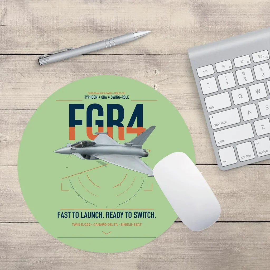 Eurofighter Typhoon FGR4 design on light green round mouse pad