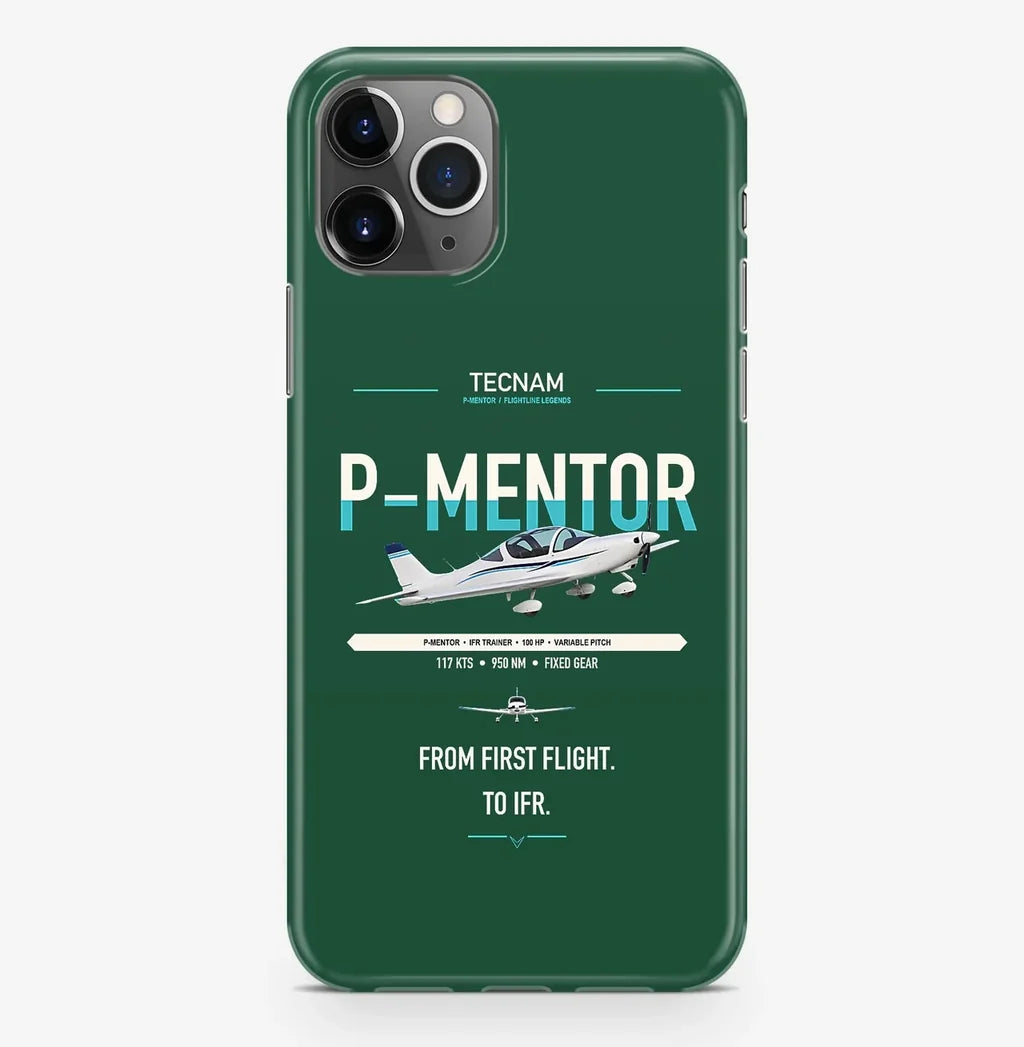 Tecnam P-Mentor design on dark green magsafe iphone case, for iPhone Pro Max