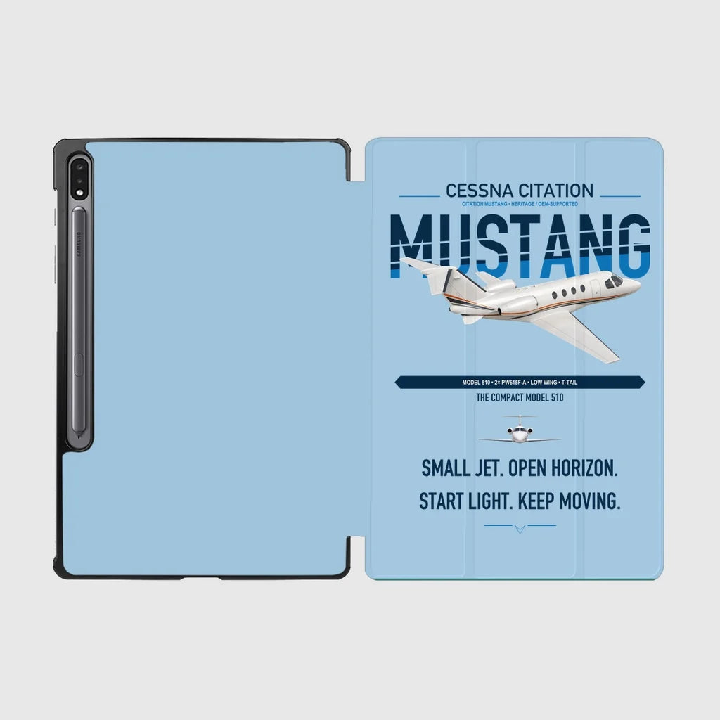Cessna Citation Mustang design on light blue samsung tablet tablet case