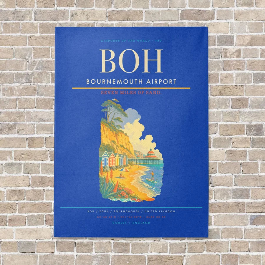 Bournemouth Airport BOH - Canvas No Frame - Blue