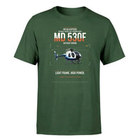 Thumbnail for MD Helicopters MD 530F design on dark green t-shirt, single-side print