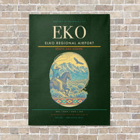 Thumbnail for Elko Regional Airport EKO vertical canvas print - no frame - dark green background