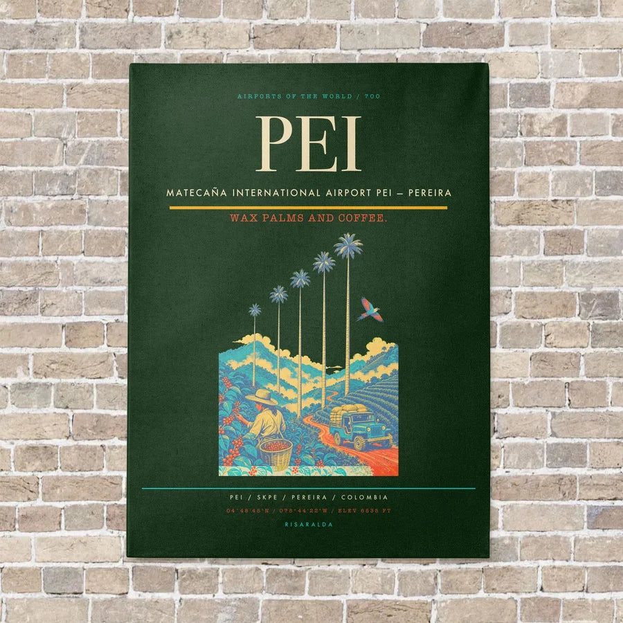 Matecaña International Airport PEI — Pereira vertical canvas print - no frame - dark green background
