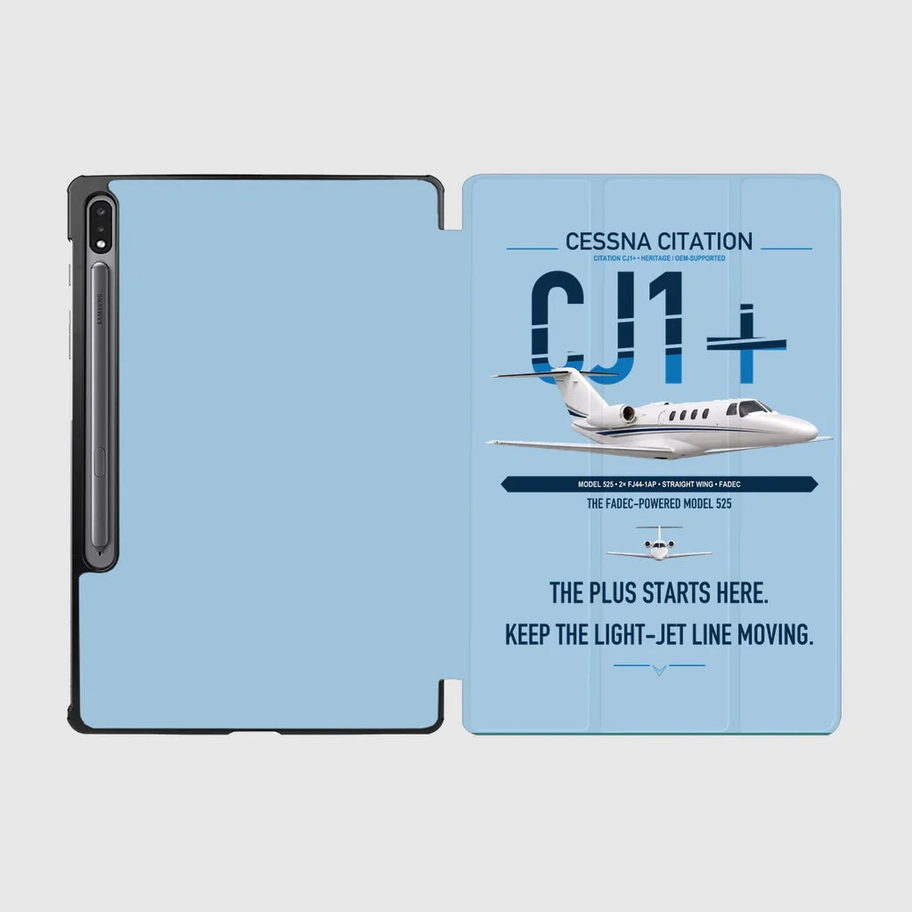 Cessna Citation CJ1+ design on light blue samsung tablet tablet case