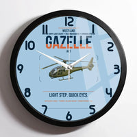 Thumbnail for Westland Gazelle AH1 design on light blue framed wall clock